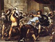 Luca  Giordano Perseus Turning Phineas and his followers to stone oil on canvas